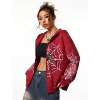 Y2K Voratinklio Unisex Užtraukiamas Džemperis su Gobtuvu | Per didelis Laisvas Kirpimas Vyrams ir Moterims, Visais Sezonais XL brown