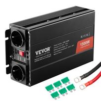 VEVOR Modified Sine Wave Inverter, 1500W, DC 12V to AC 230V Power Inverter with 2 AC Outlets 2 USB Port 1 Type-C Port 6 Spare Fuses 28 x 14.4 x 7.2 cm