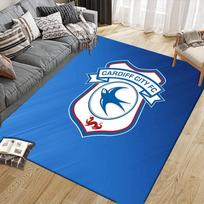 Cardiff City FC flanelės rašto kvadratinis kilimas, plotinis kilimas, kilimėlis svetainei, miegamajam, sofai, žaidimų kambariui dekoruoti, neslystantis grindų kilimėlis 40x60cm( 15x23in )