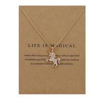 Unicorn Necklace Alloy Pony Creative Card Clavicle Chain Fashion Gift for Women Lovers Jewelry brown
