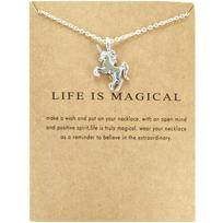 Unicorn Necklace Alloy Pony Creative Card Clavicle Chain Fashion Gift for Women Lovers Jewelry beige