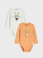 Sinsay - Medvilninė glaustinukė su raštu 2 pack Tom and Jerry - šviesiai pilka