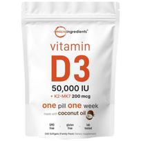 Vitamin D3 50,000 IU K2 MK-7 200mcg Softgels 240 pcs 1 pcs