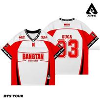 BTS World Tour Jersey: Bangtan Boys Oversized K-Pop Shirt with RM, Jin, Suga, J-Hope, Jimin, V & Jungkook Designs XL red