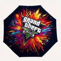 Grand Theft Auto V Automatic Folding Umbrella with Sturdy Iron Frame, Portable Compact Travel Umbrella All-Season Use Parties026 red
