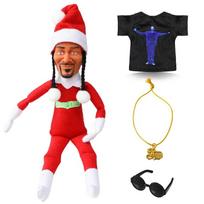 Netoksiška nauja Snoop Dogg Snoop On A Stoop Kalėdų elfės lėlė 12 colių pliušiniai žaislai Lentynos dekoras Apima elfės žaislą T-shirt, akinius nuo saulės ir karolius No  Box black