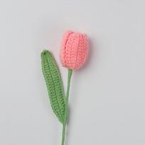 Crochet Flowers Knitted Tulips Flower Hand-woven Handmade Plant Crochet Bouquet  Graduation Bouquet pink