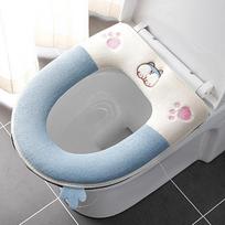 Adorable Corgi Bathroom Gentle Thicker Warmer Stretchable Washable Cloth Toilet Seat Covers Pads designed for Adults Kids Toddler Potty Training mėlyna