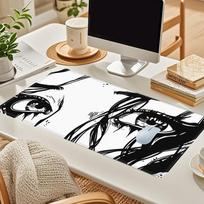 Anime Eyes MousePad - Large Manga GirlDeskMat  Cute HD Desk Pad Extended Gaming Keyboard Mats Large XXL Gamer Mousepad 90x40 600x300x2mm brown