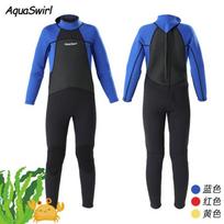 Kids 2.5mm Full Body Wetsuit Snorkeling Swimming Surfing UV Protection Quick Dry Dive Suit Ages 4-14 Medium black