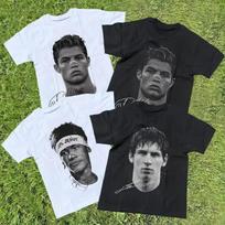 Messi Futbolo Superžvaigždės Portreto Spausdinimo Marškinėliai 2026 Nauji Unisex Unisex Medvilniniai Laisvi Atsitiktiniai Trumpomis Rankovėmis T-shirt M black