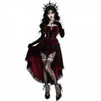 Gotikinė vampyro suknelė vyno raudonumo aksominė korsetuota ilga suknelė tamsios karalienės Cosplay apranga Helovino vakarėliui XL black