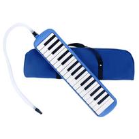 32 klavišų melodika instrumentas vaikams oro pianino klaviatūra sopraninė melodika su ilgu vamzdeliu, trumpais kandikliais ir nešiojimo krepšiu mėlyna