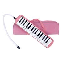 32 klavišų melodika instrumentas vaikams oro pianino klaviatūra sopraninė melodika su ilgu vamzdeliu, trumpais kandikliais ir nešiojimo krepšiu rožinė