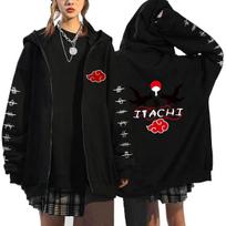 Naruto vyriškas kardiganas su gobtuvu, sportinis džemperis Uchiha Itachi anime, vyrams, moterims, gatvės apranga, Harajuku, Akatsuki, gobtuvai, sportiniai džemperiai, drabužiai XXXL black