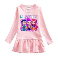 Kpop Monster Hunter Princess Dress: Cartoon Ruffle Long Sleeve Mesh Skirt for Baby Girls - Spring & Autumn Collection 120 cm red