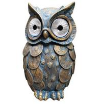 Saulės lempos ornamentas, patvarios sintetinės dervos vėžlio pelėdos sraigės skulptūra, automatinė naktinė šviesa, skirta lauko sodo dekoravimui Owl gray