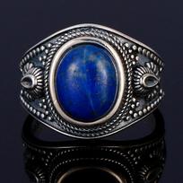 S925 sidabro natūralaus didelio ovalo natūralaus lapis lazurito žiedas moterims vyrams dovana vintažinis didelis žiedas prabangi bižuterija 7 blue