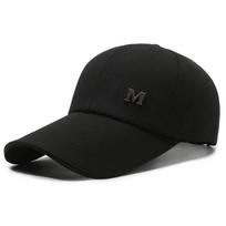 Beisbolo kepuraitė su M raidės siuvinėjimu, vienspalvė, apsauganti nuo saulės, tėčio kepuraitės, hiphopo kepuraitės, trucker kepuraitė, unisex, reguliuojama, medvilninė kepuraitė nuo saulės juoda
