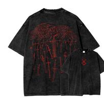 Berserk Anime Lover Washed Tshirt Year Round Clothing High Quality Personality Clothes Plus Size Unisex New Model Couples Tee M black