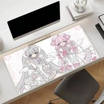 Anime Pink Girls Angel Aesthetics Mouse Pad Non-slip Rubber Gamer Balance Computer Mat Decoracion Deskmat Laptop Office Large 30cmx60cm