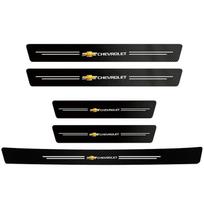 Anglies pluošto odiniai automobilio durų slenksčio apsauginiai lipdukai Vandeniui atsparūs Chevrolet Lanos SS Sail Corsa Aveo Matiz Onix black