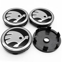 56mm 60mm Automobilio stiliaus ratų centriniai dangteliai, ratlankio dangtelis, ženklelis, emblema Skoda Octavia Fabia Rapid Superb Kodiaq Scala Karoq VRS black
