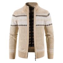 Žieminis vyriškas vilnonis megztinis kalėdinis megztinis paltas Verslo laisvalaikio striukė Vyriški vilnoniai kašmyro drabužiai L beige