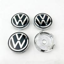 Nauji 2026 ABS Automobilio Ratlankių Centriniai Gaubteliai Dangtelis Emblema 4 VNT 60mm VW Volkswagen Golf Polo Jetta Passat Touran Automobilio Apdailos Aksesuarams EQ1 black