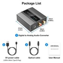HFES Optical to RCA Converter Audio Converter Digital to Analog Audio Coaxial to RCA Adapter 3.5mm AUX with Optical Cable