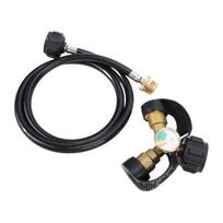 2 Way Gas Tank Y Splitter with Gauge 4FT Hose 1 Male QCC to 2 Female POL QCC End Splitter for Cylinder BBQ Grill