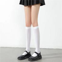 Vientisos spalvos juodos baltos ilgos kojinės JK japoniško stiliaus mokyklinių mergaičių kojinės iki šlaunų Lolita Kawaii mielos kojinės iki kelių long balta