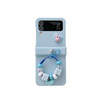For Samsung Galaxy Z Flip 5 Flip 6 Flip 4 Case Z Flip 3 5G Cute Bracelet Frosted Case Hinged All-inclusive Shockproof Protection Hard Cover For Galaxy Z Flip 4 mėlyna
