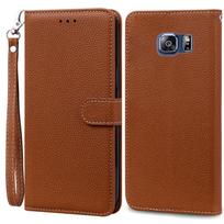S6 Edge dėklas Samsung Galaxy S6 Edge dėklui G925 Odinis atverčiamas piniginės dėklas Samsung S6 S 6 edge dėklui G920 Piniginės dangtelis Fundas For Samsung S6 brown