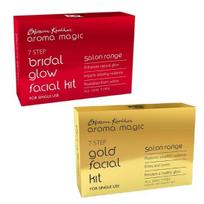 Aroma Magic 7 Žingsnių Vienkartinis Veido Rinkinys Kombinuotas| Nuotakos Švytėjimo Veido Rinkinys + Auksinis Veido Rinkinys | 2 vnt. pakuotė red