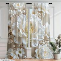 2 vnt. gėlėto rašto užuolaidos - poliesterio audinys, skalbiamos mašinoje, tinka miegamajam, virtuvei, biurui, svetainei 53x116cm &2pc gray