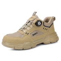 Safety Boots New Safety Work Shoes Anti-smash Anti-puncture Anti-odor Men Wear Shoes Non-slip Knob Buckle Steel Toe Shoe 37 beige