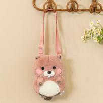 Cute hamster messenger bag doll plush toy cute girl going out satchel birthday gift 20cm（0.2kg） rožinė