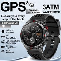 2025 Naujas Lauko Sporto GPS Išmanusis Laikrodis LED Žibintuvėlis GPS Sekimas Kompasas Aukščiamažis 540MAH 3ATM Atsparus Vandeniui BT Skambutis Išmanusis Laikrodis Vyrams Black Silicone gray