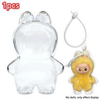 For Labubu 4.0 Pin For Love Transparent Protective Cover Monster Plaything Elf Doll Cover Storage Box Display Cover For Party Dolls white