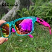 New KDEAM Fashion Color Men's Polarized Sunglasses Square Anti Glare Driver Mirror Sun Glasses Women Two Size Choose With Bags Normal Size žalsvai mėlyna