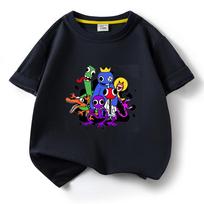 Rainbow Friends Kids' Cotton Short Sleeve T-shirt - Summer Style, Breathable & Loose Fit 150 cm juoda
