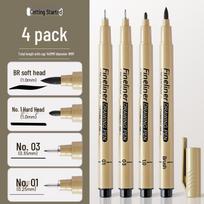 Waterproof Black Fine-Liner Pen for Manga & Art Students - Quick-Drying Needle-Tip for Outlining & Design Needle Tube Drawing Pen beige