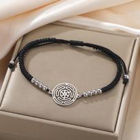 Dawapara Wheel of Hecate Bracelet Wiccan Goddess Ancient Greek Blessing Protection Prosperity Symbol Stainless Steel Jewelry gray