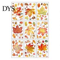 Fall Harvest Holiday Decorations 9 Sheets Woodland Animals Window Clings, Autumn Maple Leaf Pumpkin Reusable Autumnal Glass Clings Squirrel Fox Rabbit C beige