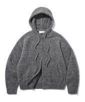 URBANSTOFF Hairy Crop Knit Zip-Up Hoodie (Charcoal) Charcoal/M gray