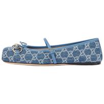GUCCI Horsebit Flat Mary Jane Shoes Women's Blue 814321 FAFHR 4746 37.5 mėlyna