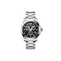 Longines Conquest serijos kvarcinis chronografo laikrodis Vyriški laikrodžiai Juodas plienas L3.800.4.56.6 Black Dial black