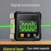 Green Light Double-Sided Laser Digital Inclinometer with Four-Sided Strong Magnet - High-Precision Digital Level In Stock Dual-Sided Green Light Rechargeable gray