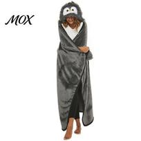 Breathable Plush Blanket Wrap Wearable Hoodie, Women Cute Animal Hooded Cape, Soft Funny Costume Cape Cozy Sloth Highland Cow Penguin for Cosplay, white